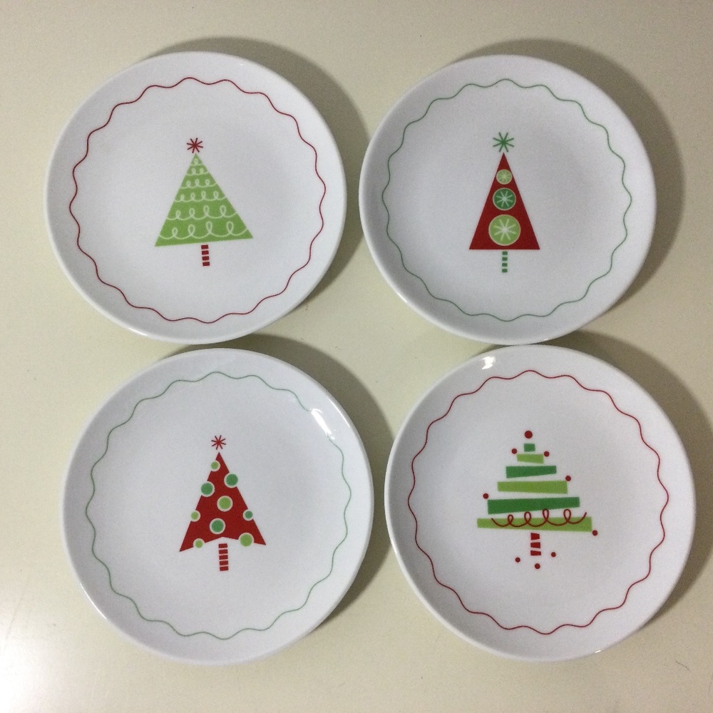 Crate & Barrel Christmas tree tidbit plates